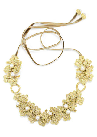 Atelier Godolé Chenonceau gold necklace in pearls and flowers