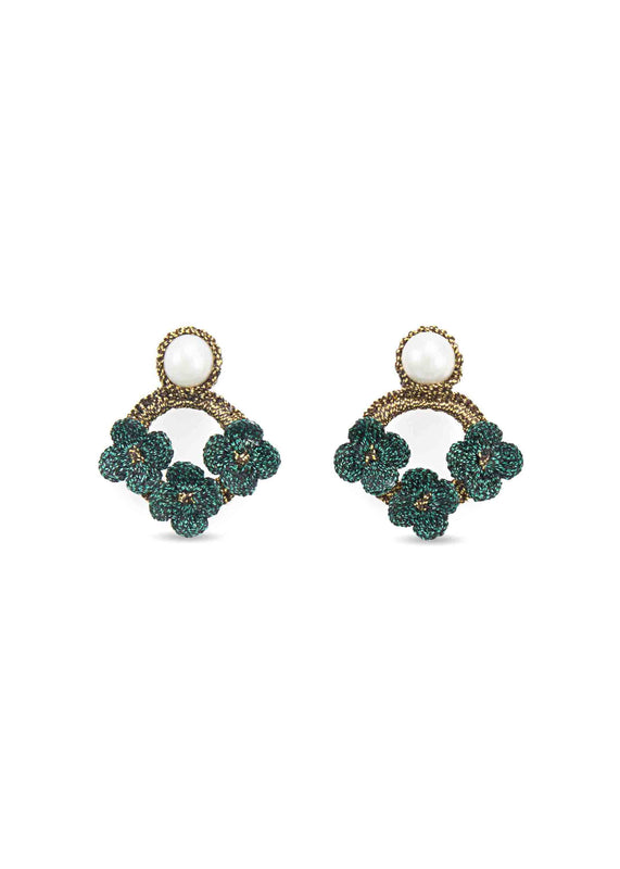 Atelier Godolé azay le rideau earrings green with pearls